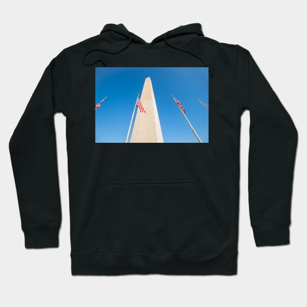 Washington Monument tall obelisk in National Mall Washington DC commemorating George Washington with flags Hoodie by brians101